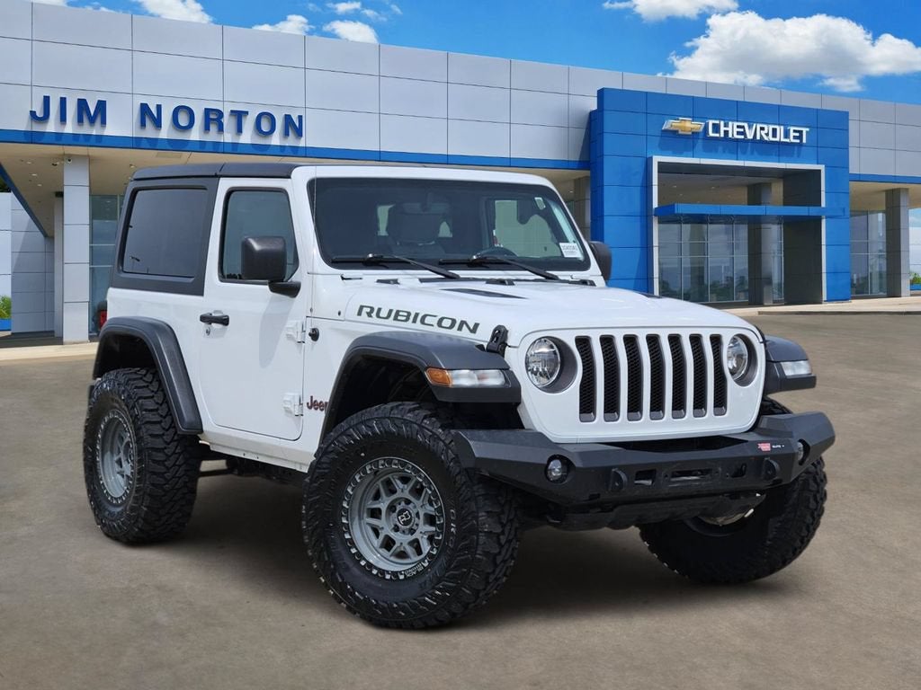2022 Jeep Wrangler Rubicon in White — front three-quarter view