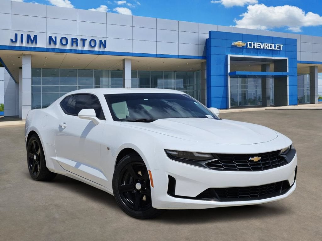 2023 Chevrolet Camaro 1LT in Summit White — front three-quarter view