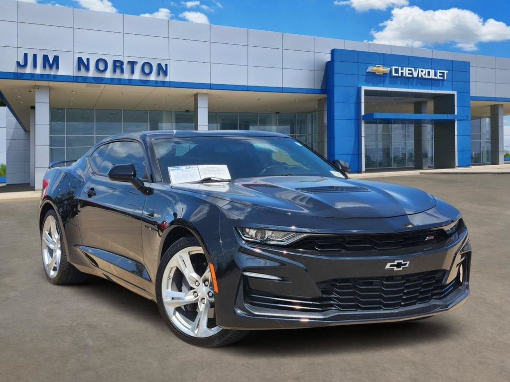 2019 Chevrolet Camaro 1SS in Mosaic Black Metallic — front three-quarter view