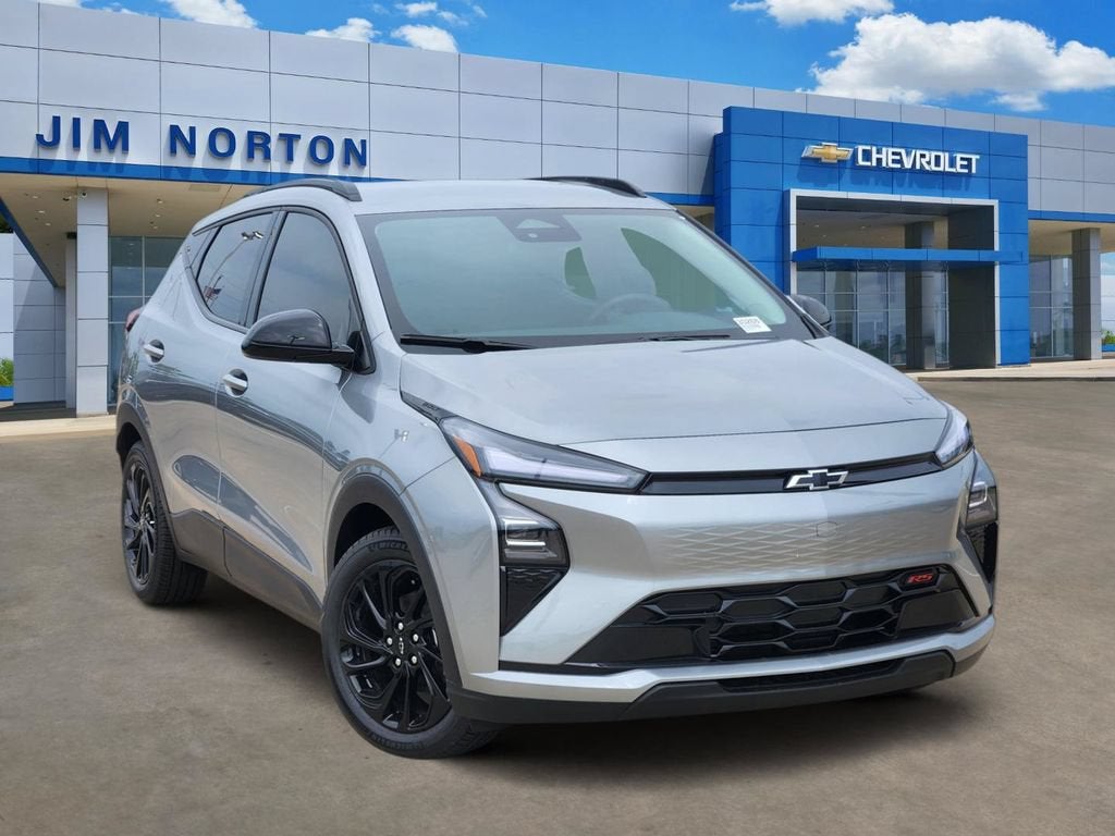 2027 Chevrolet Bolt RS in Sterling Grey Metallic — front three-quarter view
