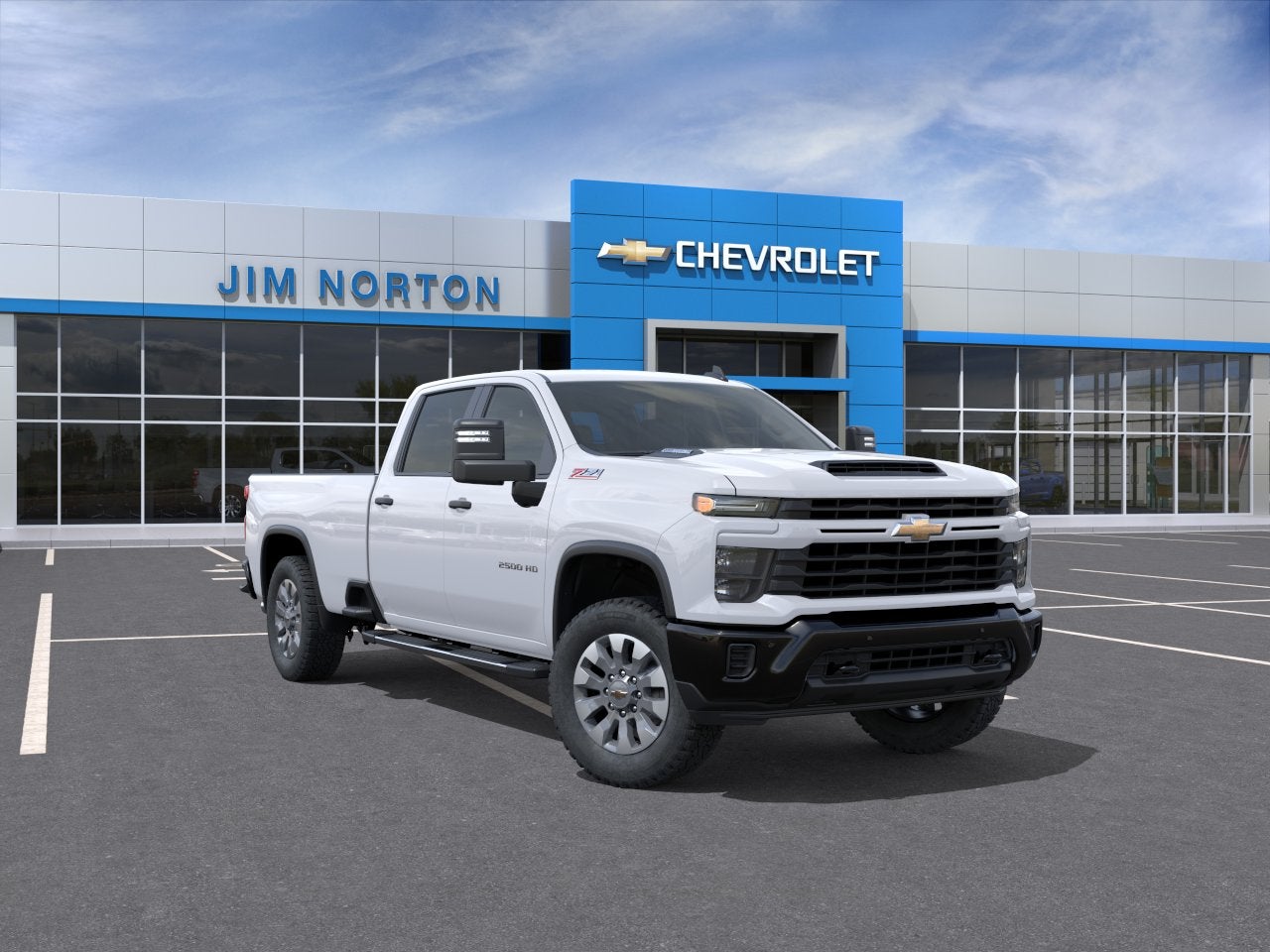 2026 Chevrolet Silverado 2500 HD Custom in Summit White — front three-quarter view