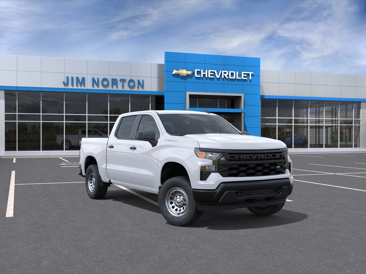 2025 Chevrolet Silverado 1500 WT in Summit White — front three-quarter view