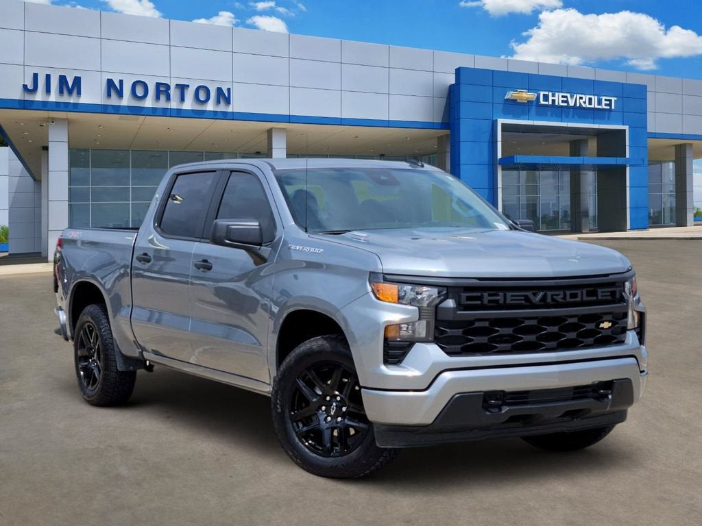 2025 Chevrolet Silverado 1500 Custom in Sterling Gray Metallic — front three-quarter view