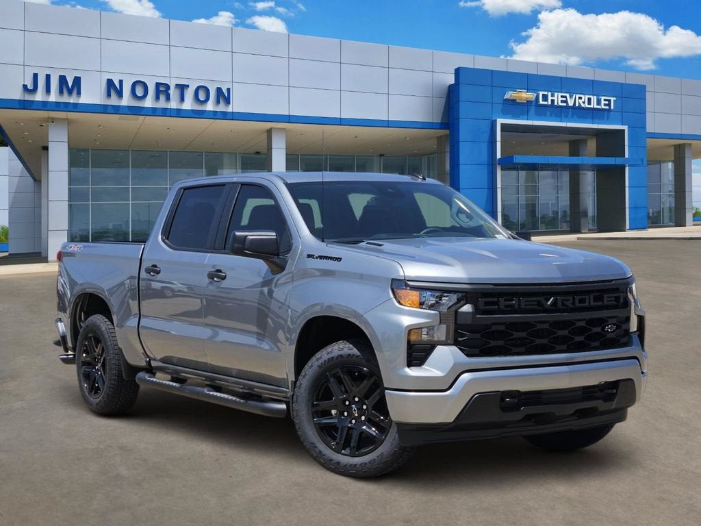 2026 Chevrolet Silverado 1500 Custom in Sterling Gray Metallic — front three-quarter view