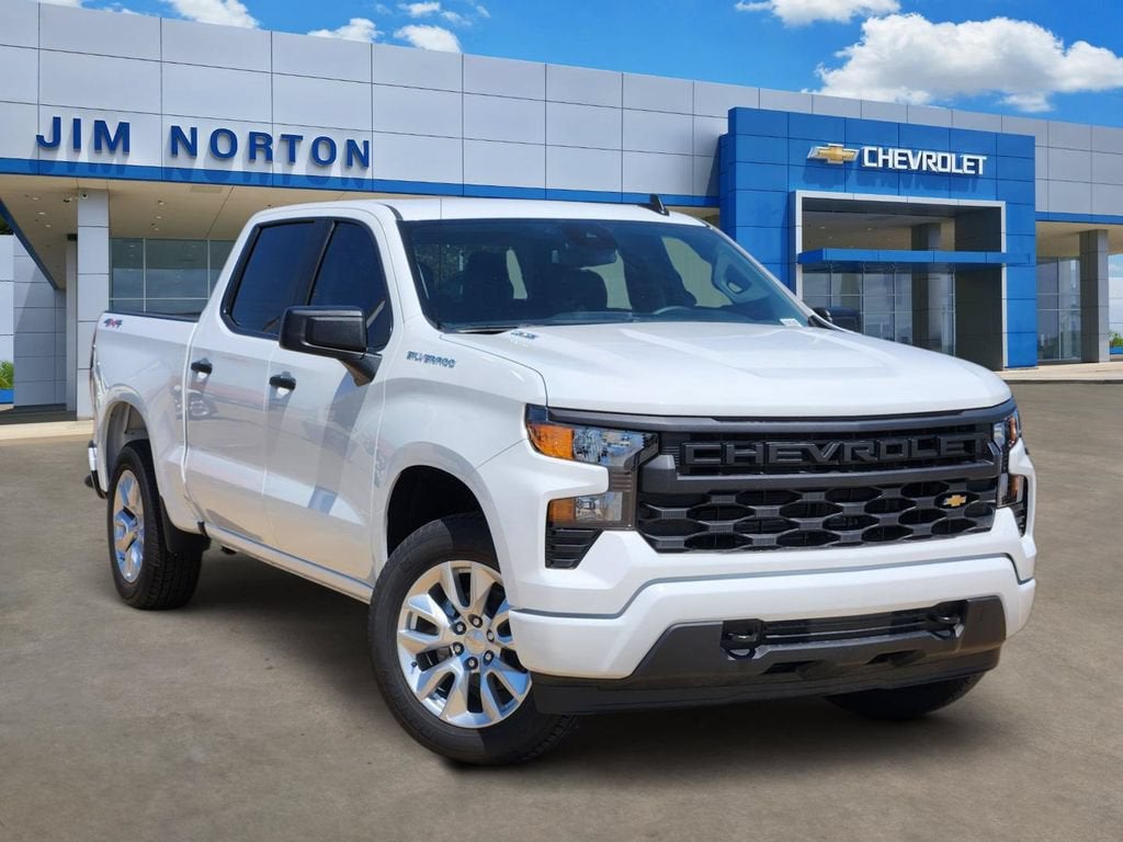 2026 Chevrolet Silverado 1500 Custom in Summit White — front three-quarter view