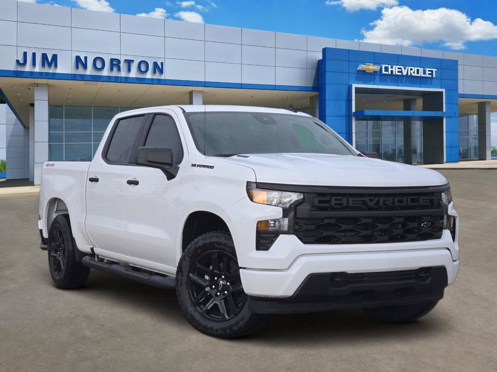 2026 Chevrolet Silverado 1500 Custom in Summit White — front three-quarter view