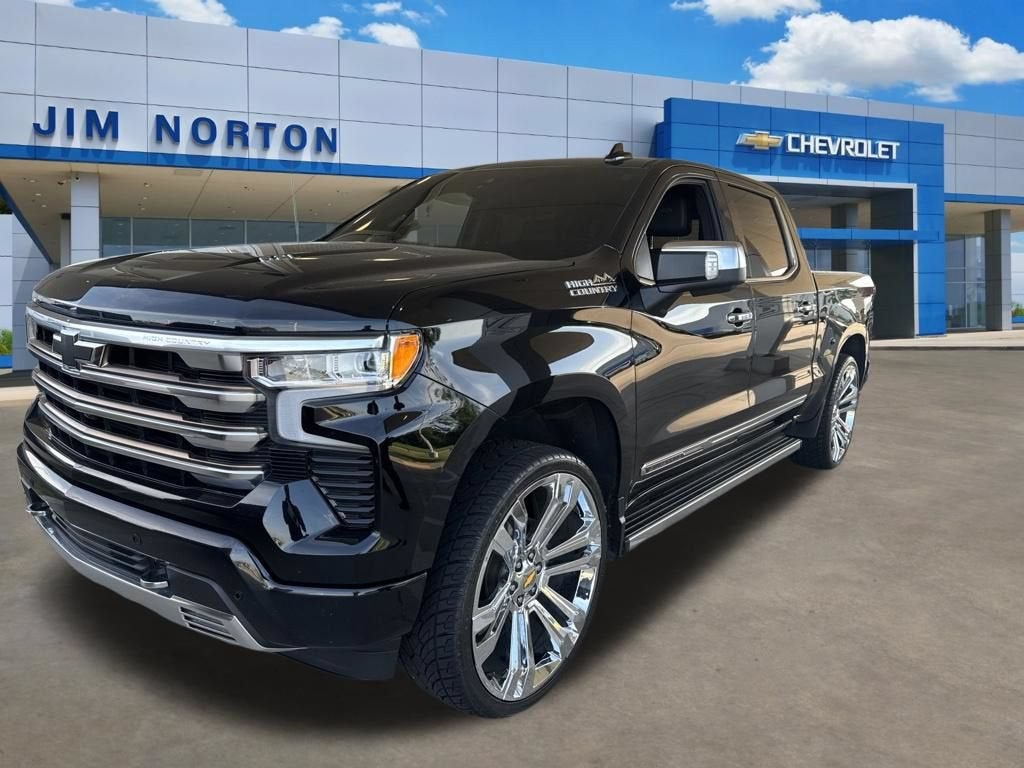 2022 Chevrolet Silverado 1500 High Country in Black — front three-quarter view