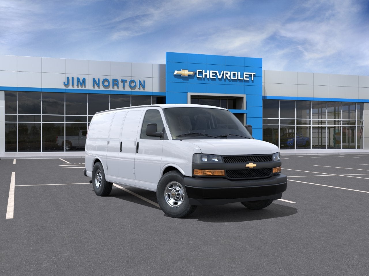 2026 Chevrolet Express Cargo WT in Summit White — front three-quarter view