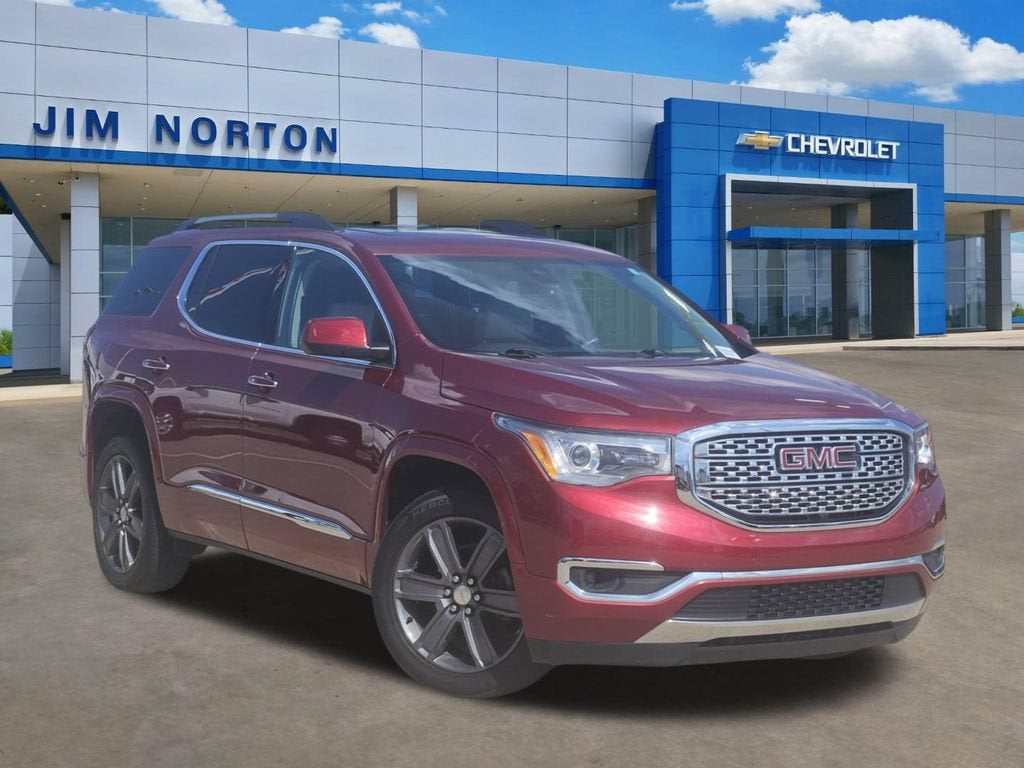 2019 GMC Acadia Denali in Red Quartz Tintcoat — front three-quarter view