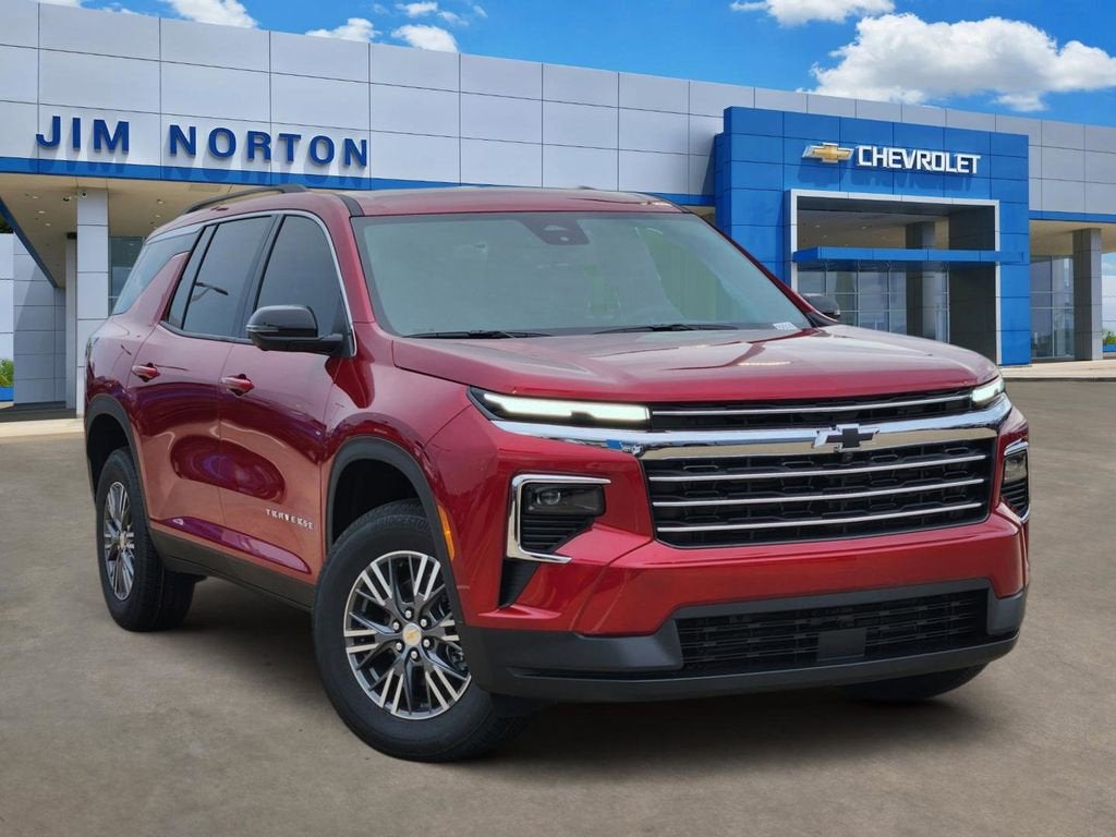 2026 Chevrolet Traverse LT in Radiant Red Tintcoat — front three-quarter view