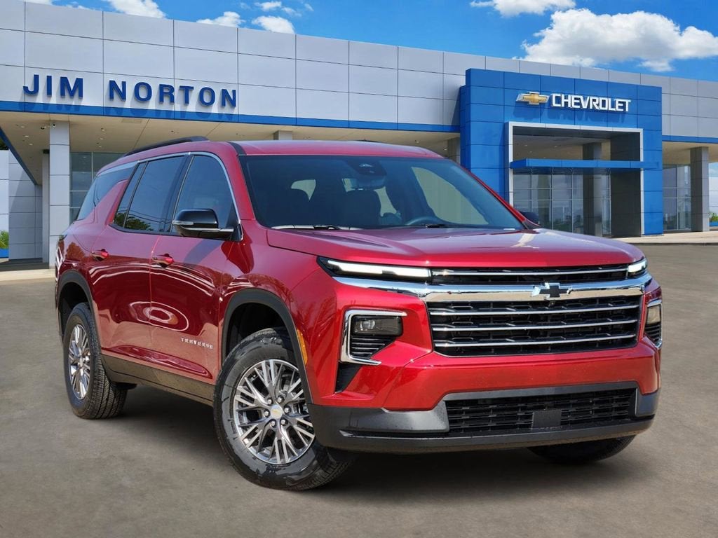 2026 Chevrolet Traverse LT in Radiant Red Tintcoat — front three-quarter view