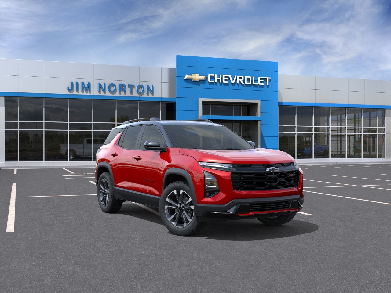 2027 Chevrolet Equinox RS in Radiant Red Tintcoat — front three-quarter view
