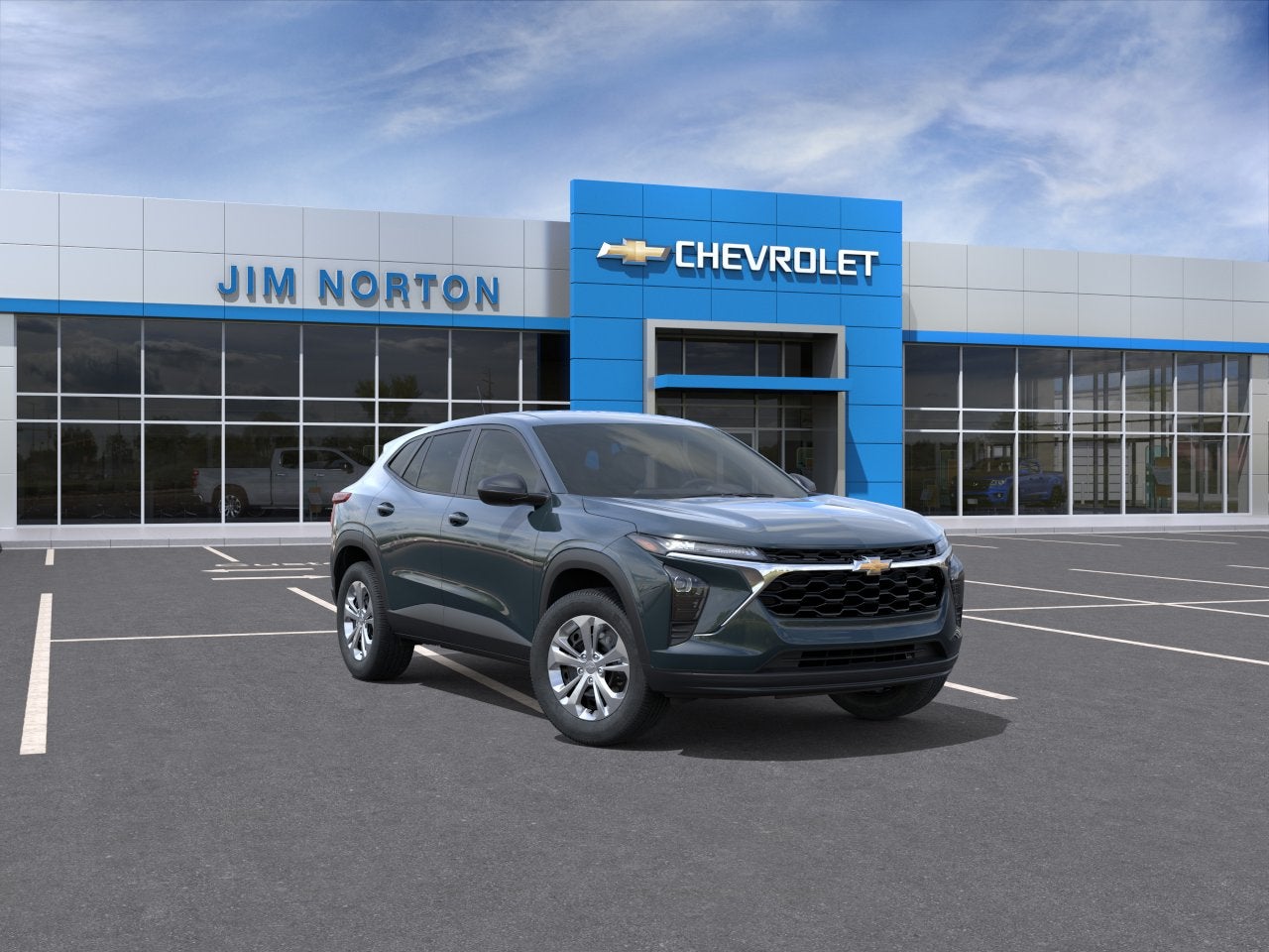 2026 Chevrolet Trax LS in Cypress Gray — front three-quarter view