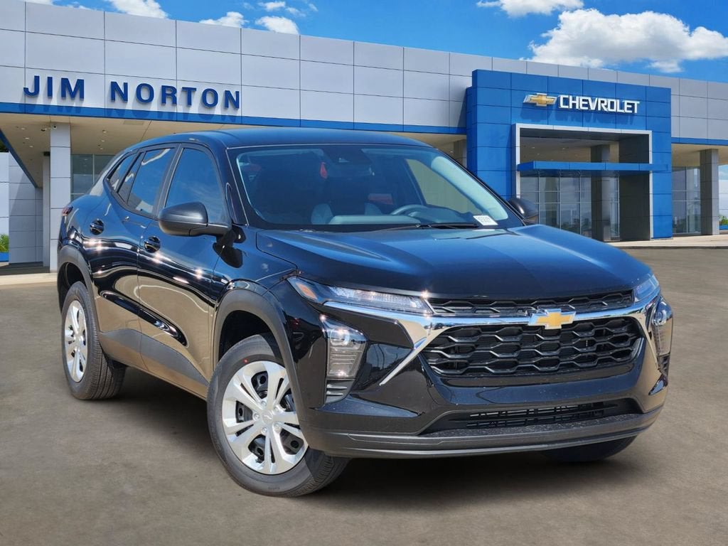 2026 Chevrolet Trax LS in Mosaic Black Metallic — front three-quarter view