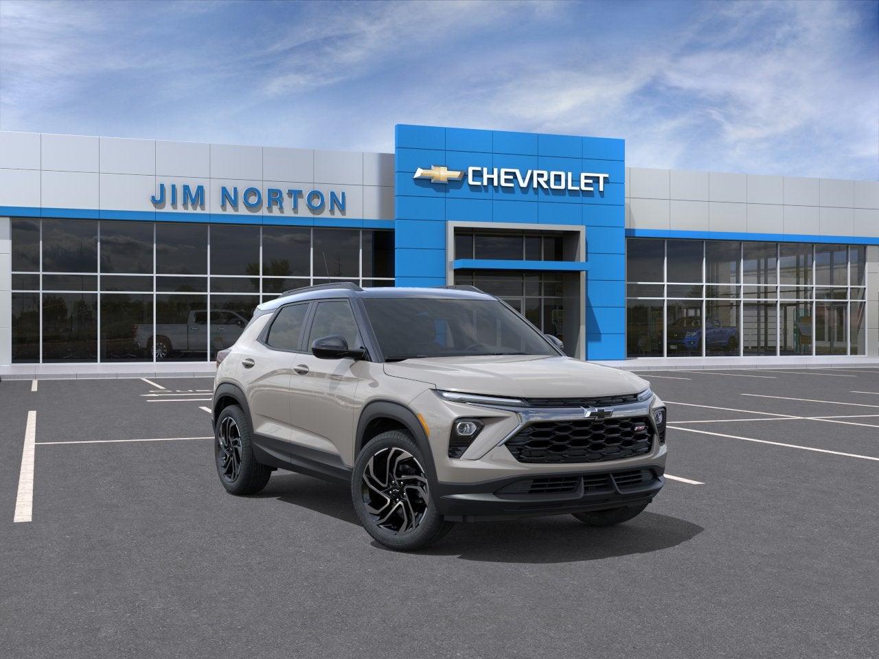 2026 Chevrolet Trailblazer RS in White Sands — front three-quarter view